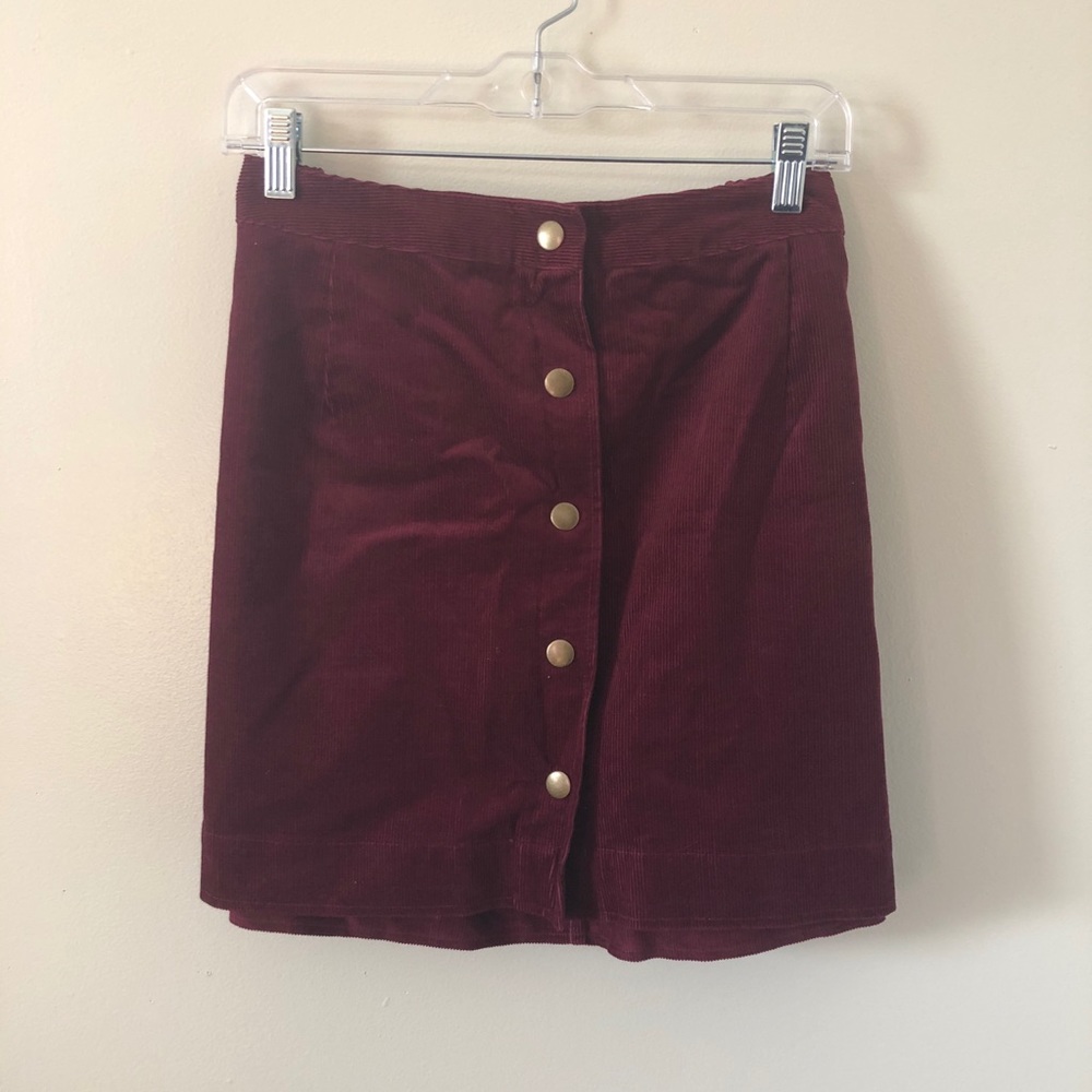 Corduroy button up skirt